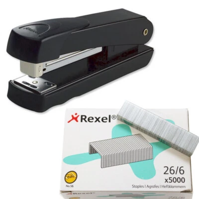 Rexel Meteor Stapler In Black and/or Rexel No56 26/6 Staples Pack Of 5000