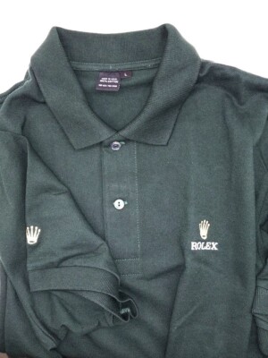 Rolex Green Size Large Golf tennis Shirt 100% Cotton Shirt