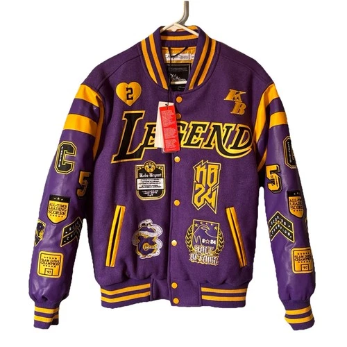 Kobe Bryant Jacket Purple & Yellow Embroidery Patches Size Small Headgear Class - product listing photo