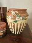 Vintage Roseville Cherry Blossom Brown 1933 Art Pottery Ceramic Vase 623-7