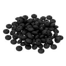 100Pcs 12mm Silicone Beads Silicone Beads Bulk Abacus Spacer Lentil Focal Black