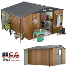 12x10 ft Outdoor Storage Shed, Metal Garden Shed with Lockable Doors, Air Vent