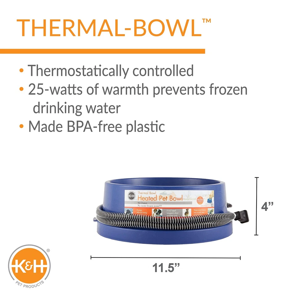 Thermal-Bowl Heated Water Bowl for Cats & Dogs Outside, Safety Listed Outdoor... - Image 2 of 4