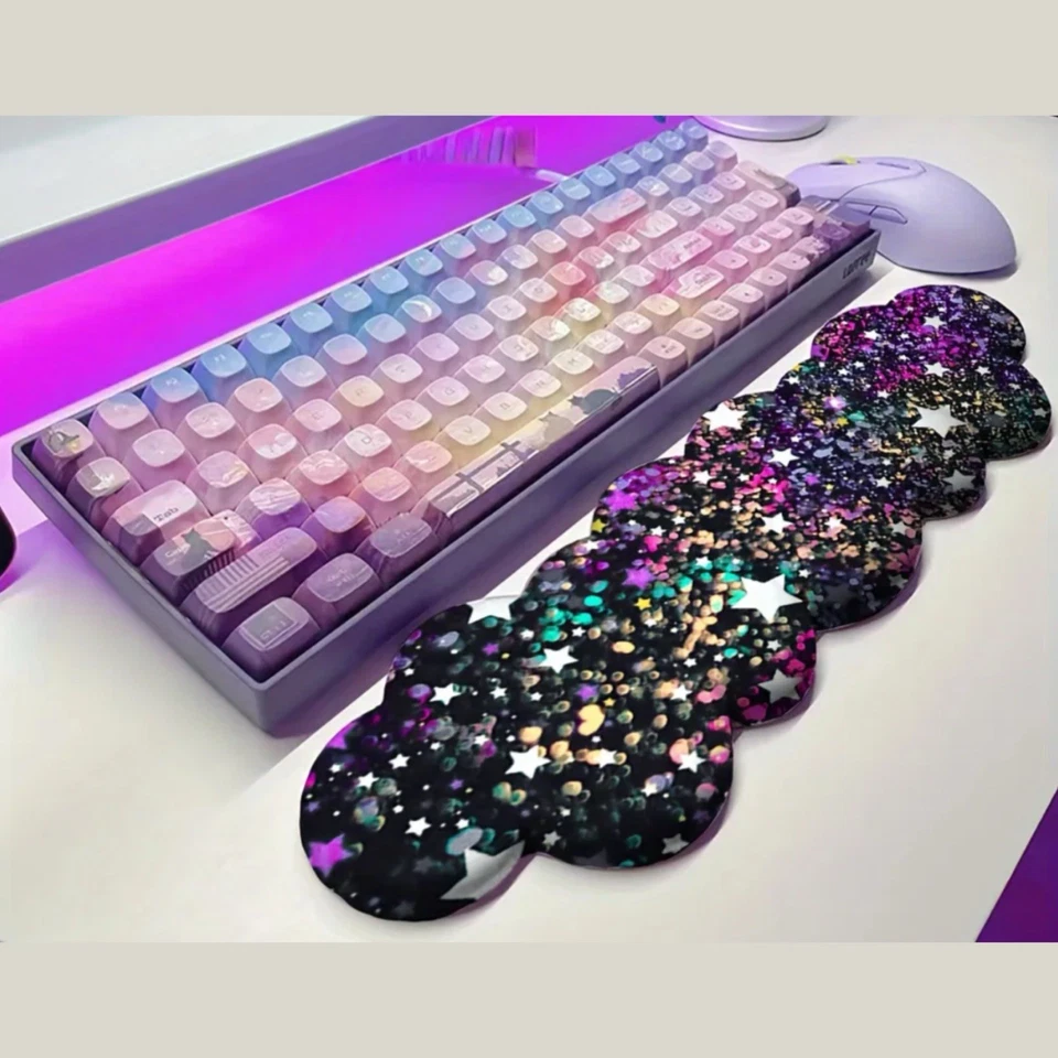 Keyboard Wrist Rest Support Pad, Galaxy Stars In Cloud Shape, Ergonomic And Cute - Image 2 of 4