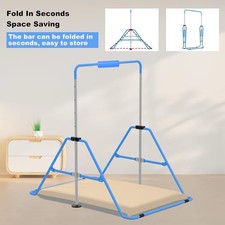 Gymnastics Bar with Self Inflating Mat for Kids, Adjustable Height And Folding