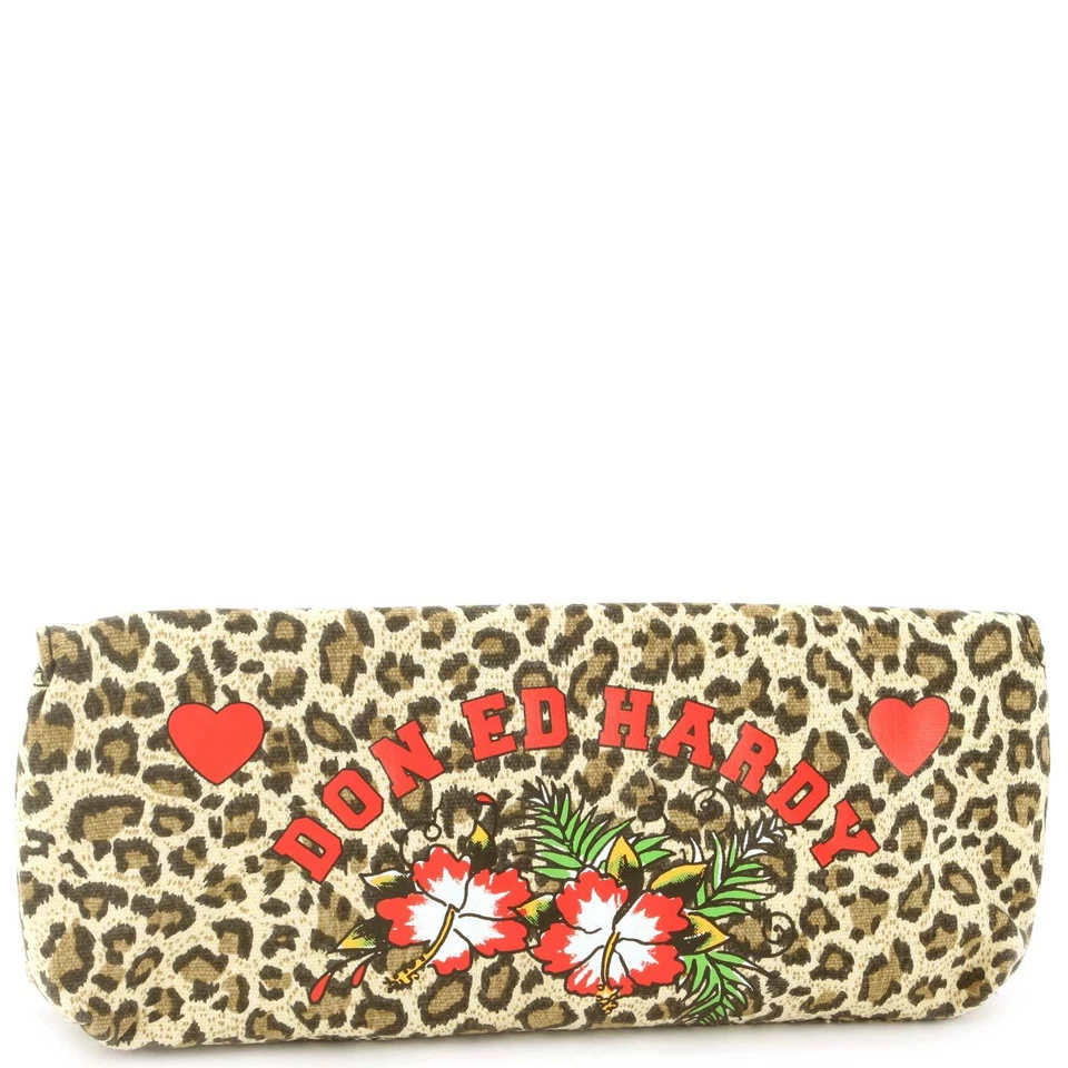 BLUTCH ED HARDY MARILYN ESTAMPADO LEOPARDO CON TACHUELAS PLATEADAS Y DISEÑO DE TATUAJE ¡NUEVO CON ETIQUETAS! Foto 2 de 4