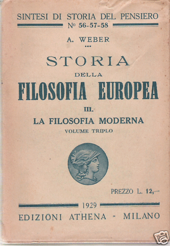 WEBER: STORIA FILOSOFIA EUROPEA_FILOSOFIA MODERNA _1929 - Picture 1 of 1