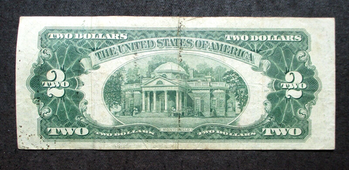 2 DOLLARS 1953 BANKNOTE OF UNITED STATES JEFFERSON A61413531A RED SEAL - Picture 2 of 2