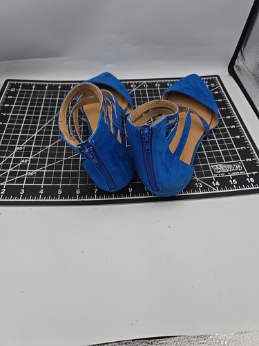 Journee Collection Womens Marlee Flat Shoes Blue Zip Pointed Toe 11M VGC - Picture 3 of 6