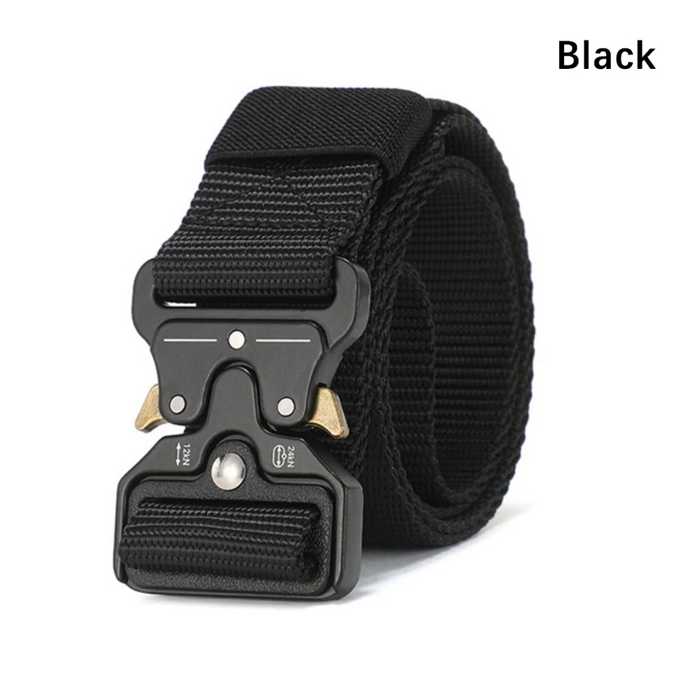Men Quick Release Tactical Belt Black Webbing Nylon Work Military Waistbelt Gift