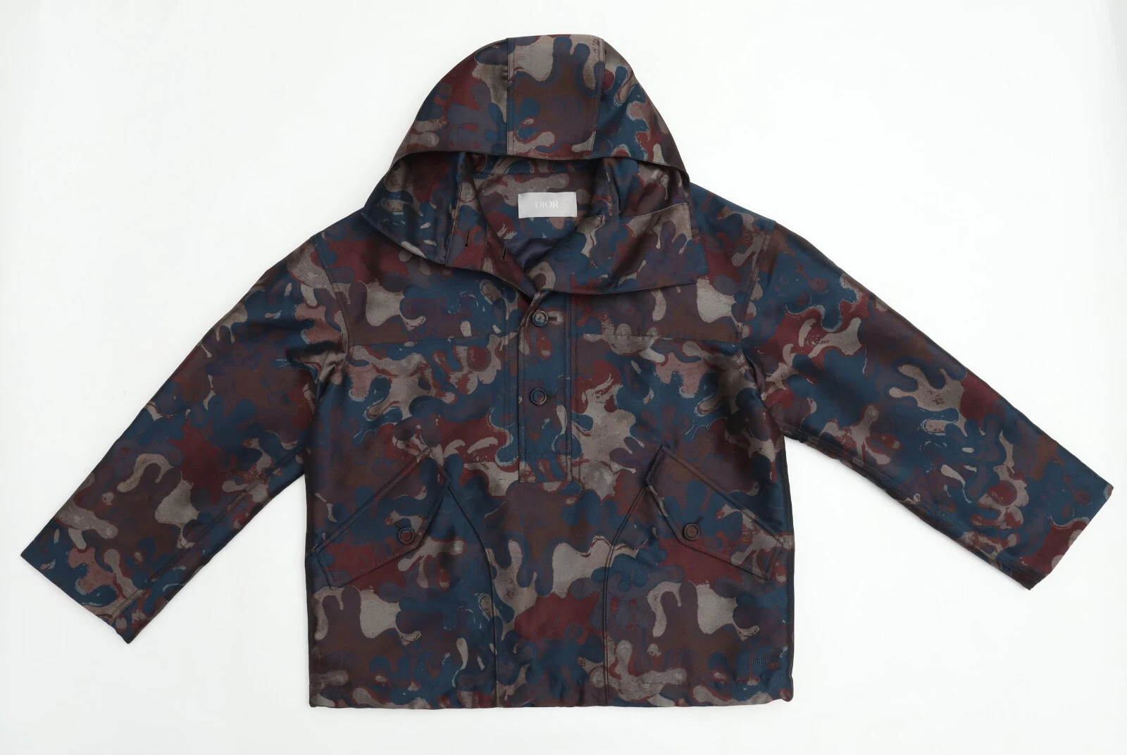 Giacca cappotto uomo Dior Homme X Peter Doig mimetico con cappuccio anorak taglia 48 38