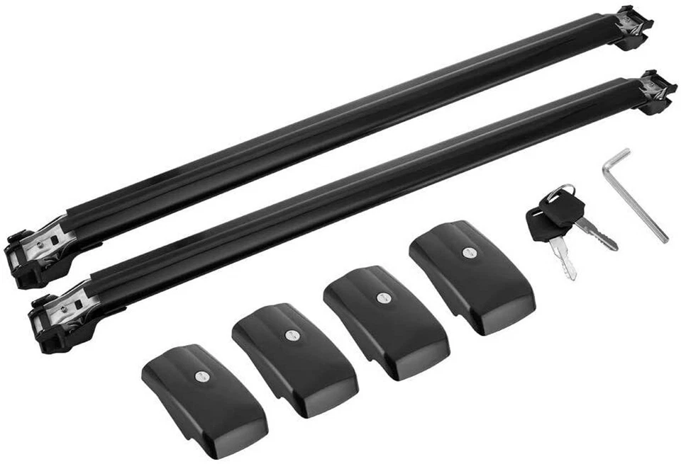 Barra transversal de aluminio negra 2 piezas apta para Dodge Grand Caravan 1996-2010 Foto 2 de 4