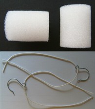 2 Ersatzschwämmchen + 2 Gummis + 2 Haken für Tropfenfänger, Kaffee-/ Teekannen