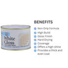 PNJB White Gloss Non-Drip Paint, Interior And Exterior Use, Quick Drying, Furniture, Doors, Windows, DIY Projects, 300ml (3PCS