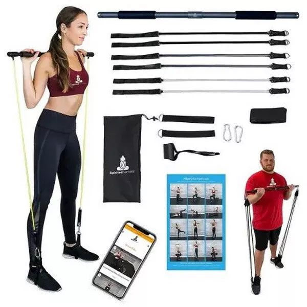 At Home Pilates Bar Kit with Resistance Bands for Unisex for