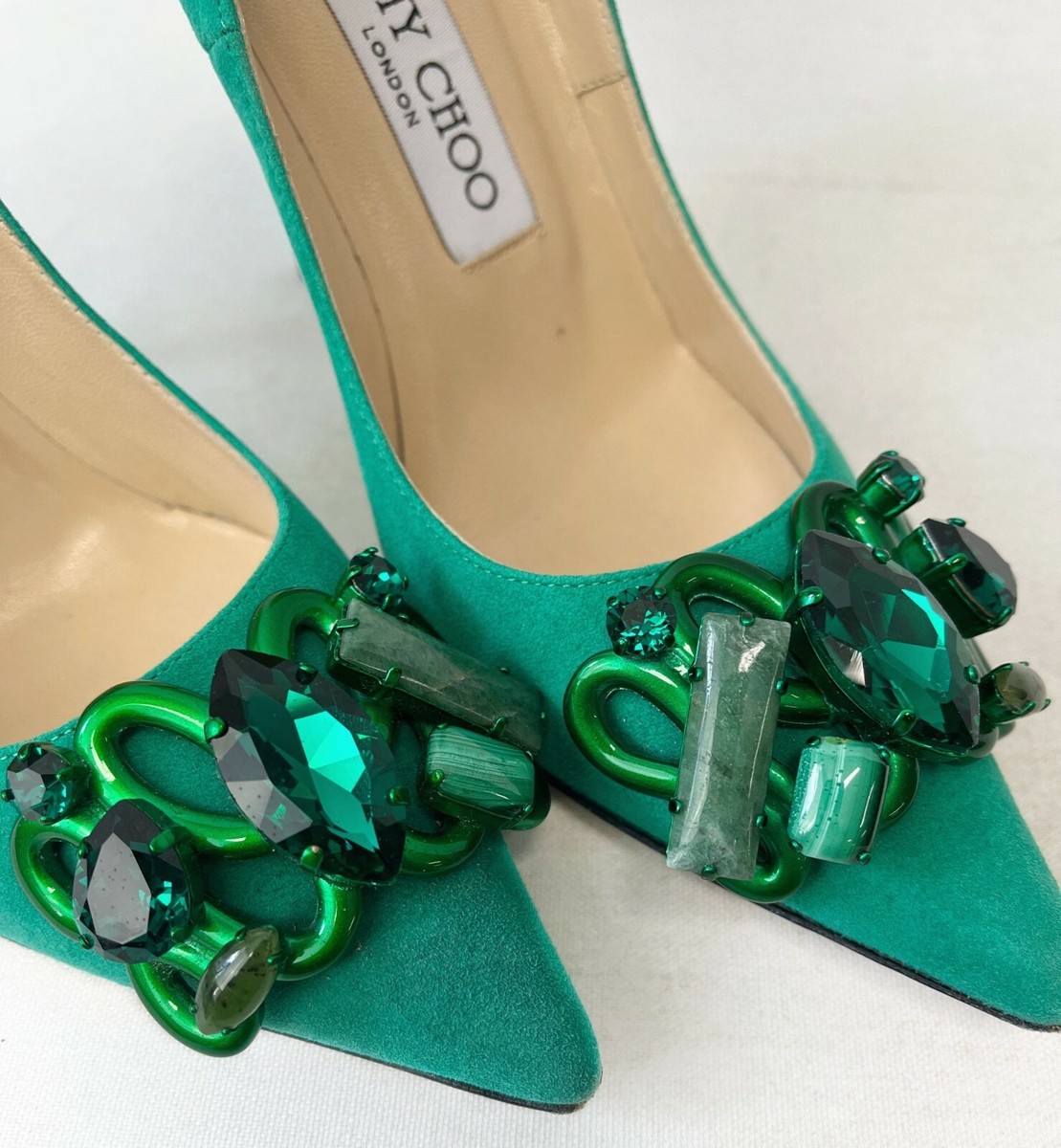 JIMMY CHOO Abel Emerald Green Suede Pumps Stiletto 34.5 4.5 JIMMY CHOO Abel Emerald Green Suede Pumps Stiletto 34.5 4.5