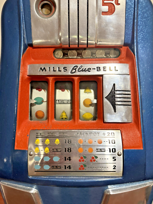 Mills Blue Bell 5 Cent 1940's Slot Machine Watch Video, stand