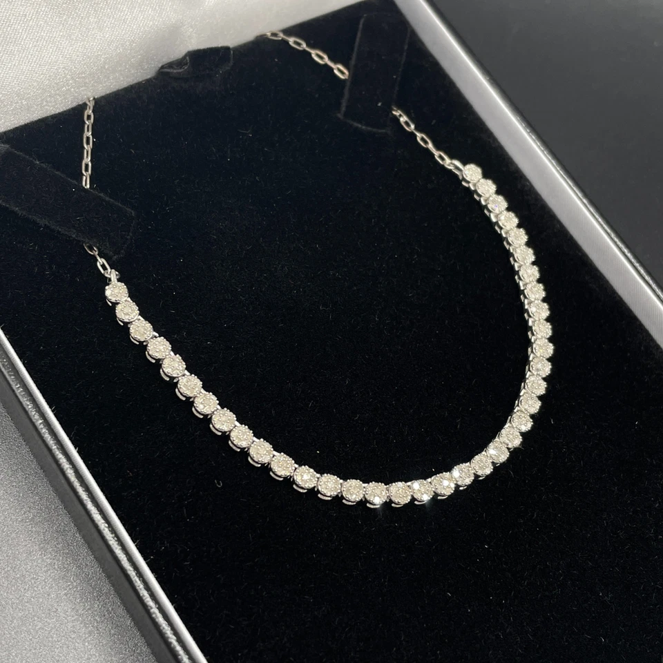 1.33ct Natural Diamond in Platinum Overlay Sterling Silver Bezel Necklace - Image 2 of 4