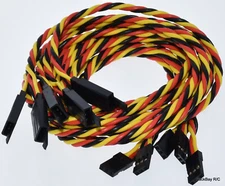 (5) 60CM Twisted 20awg Servo Extension Leads JR / Hitec w/ Built In Safety Clips