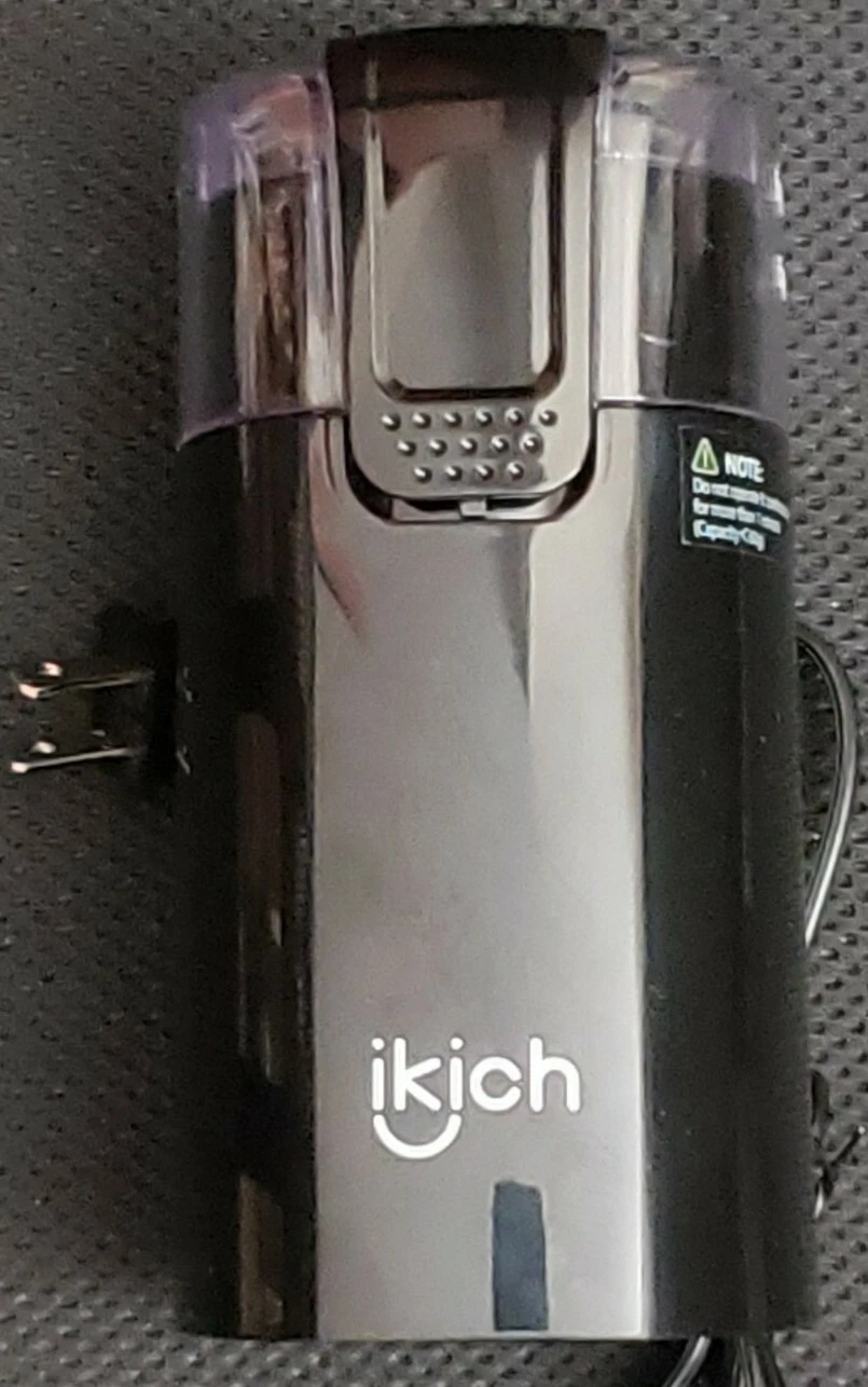 Ikich Electric Coffee Grinder Spice Grinder Stainless Steel Blades Black Open Bx