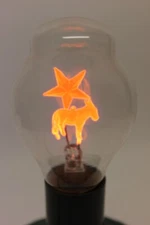 RARE AEROLUX Light Bulb Democratic Party Donkey & Star Works & Glows Orange