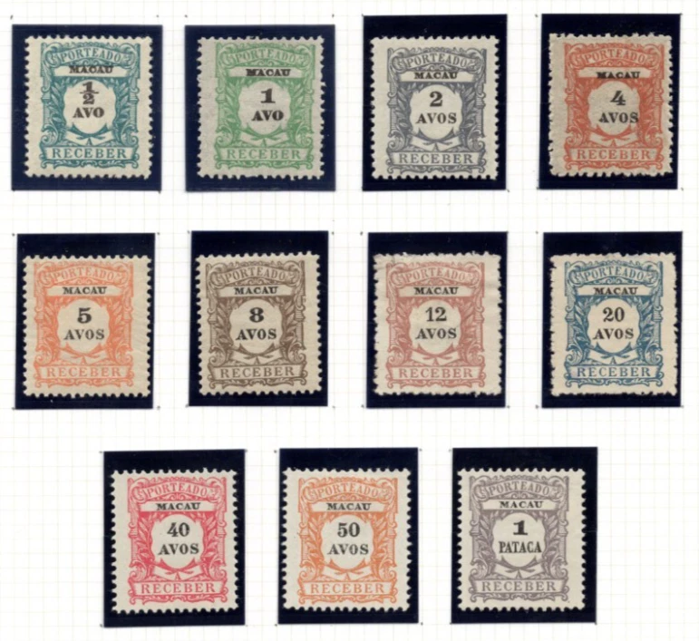 CHINA PORTUGAL MACAO 1915 POSTAGE DUES COMPLETE SETS J1–J58 ALL MINT HINGED & NH - Image 2 of 4