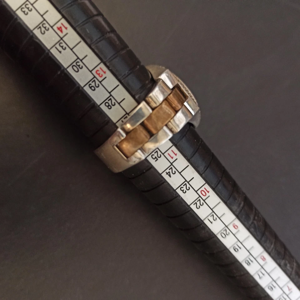 Correa de reloj de anillo para hombre negra brillante retro plata 925 bronce de colección 9,25 clásica Foto 3 de 4