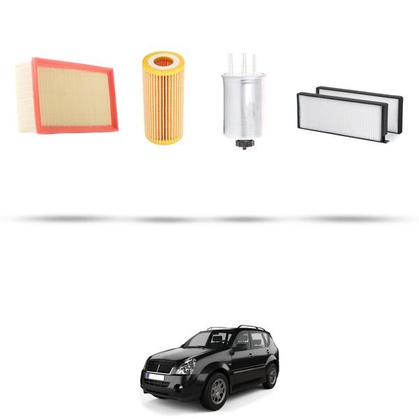 Hoffcar Wartungsset - 4 Filter FüR Ssangyong Rexton 2.7 D 137 Kw Ab 2002-image
