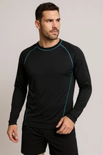 Layer 8 Performance Qwick-Dry Long Sleeve Base Layer Top – Black with Teal