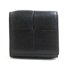 Auth BOTTEGAVENETA Coin Purse Case Black Leather - r10786g