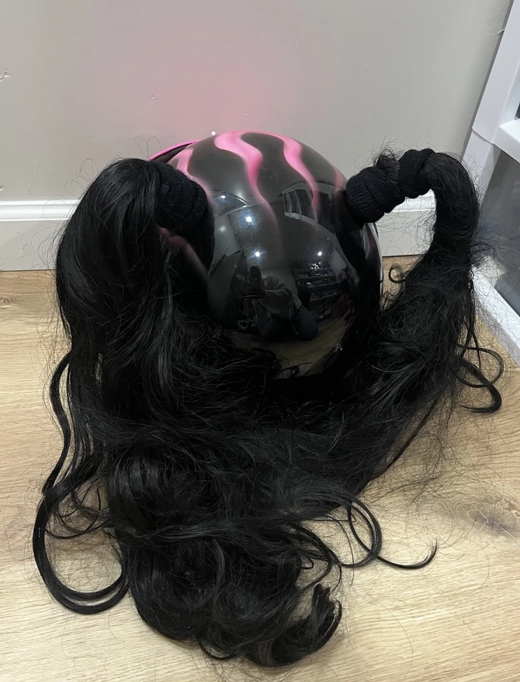 Casco de motocicleta KYT con calavera rosa para mujer - XL Foto 3 de 4