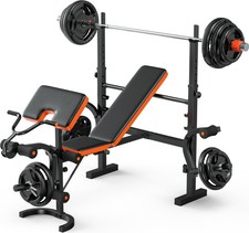 Weight Bench, 6 In 1 Bench Press Squat Rack Weight Bench With Leg Extension A...