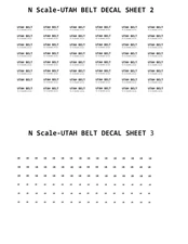 N Scale Utah Belt Decals Sheets 2 & 3 - Waterslide Black on Clear Matte
