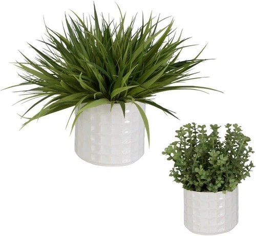 Edgewood Planter Set of 2 - 14" Tall, 18" Wide Decorative Pots - Picture 1 of 2
