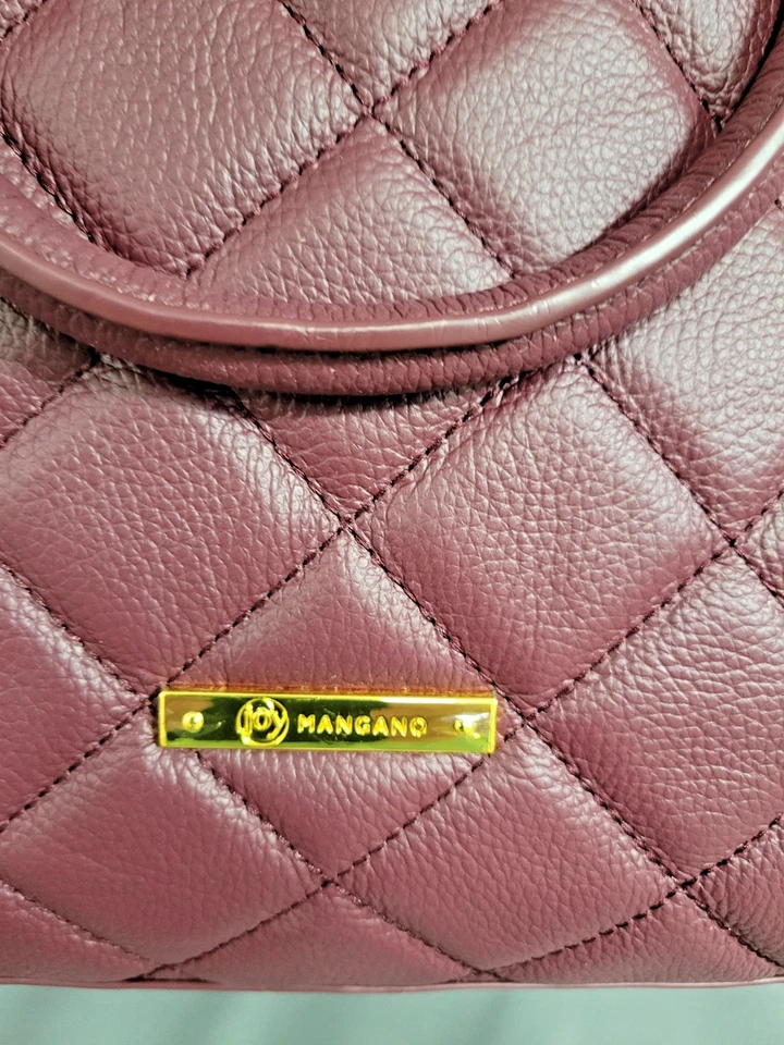 Joy Mangano First Class Luxury Leather Quilted Purse Hand Bag Burgandy - Image 4 of 4