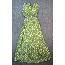 Blu Pepper Green White Floral Cutout Back Tiered Maxi Dress Small Sleeveless