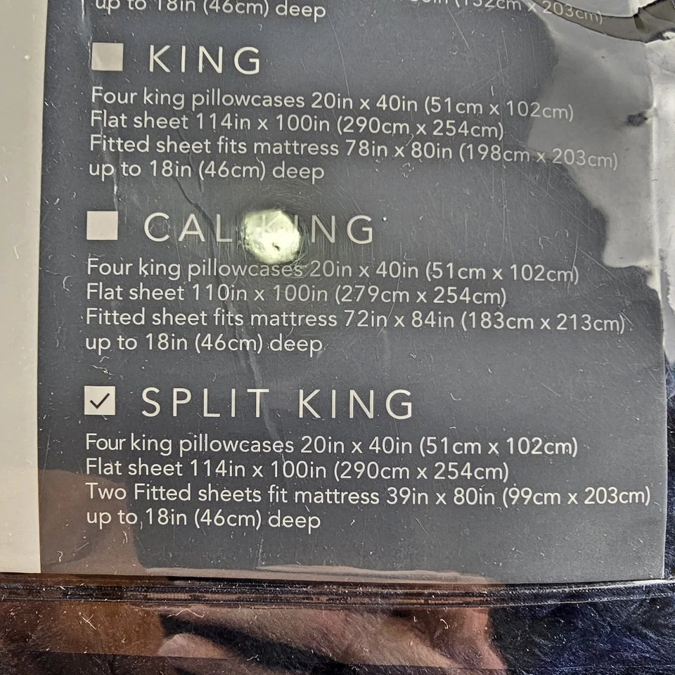 Juego de sábanas Split King Berkshire VelvetSoft de 7 piezas (estante 3) Foto 3 de 4