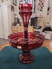 Ruby Red Bohemian 2pcs Crystal Center Piece Epergne