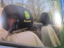 JOHN DEERE Tractor EMBROIDERED CAR AUTO TRUCK SET OF TWO 2  HEADREST COVERS