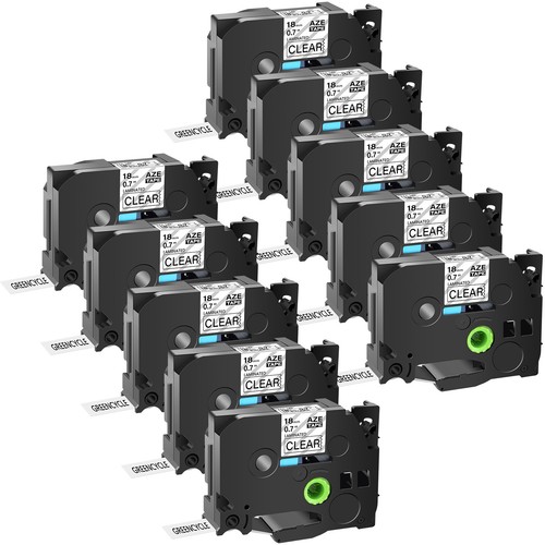 10PK Compatible with Brother PT-D450 TZ141 Tze141 Black on Clear Label Tape 0.7" - Picture 2 of 10