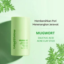 Glad2Glow Mugwort Clay Mask Stick Salicylic Acid Acne Jerawat 25g US Free Tax