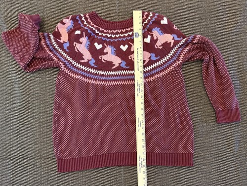 ModCloth XL Unicorn Sweater Pullover Whimsical Fairy Core Novelty Intarsia Red - Picture 7 of 8