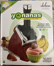 Yonanas 988RD Deluxe Vegan Non-Dairy Frozen Fruit Soft Serve Dessert Maker, RED