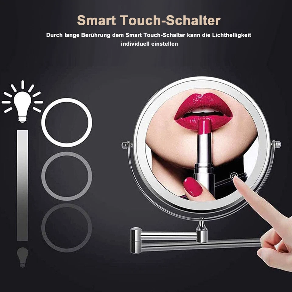 Kosmetikspiegel mit LED Beleuchtung Vergrößerung Doppelseitiger Schminkspiegel - Bild 4 von 4