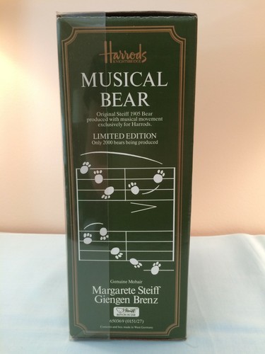 Steiff Harrods Musical Orsacchiotto con etichetta LE 650369 0151/27 1990/1991 NUOVO IN SCATOLA - Foto 7 di 12