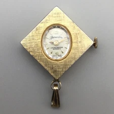 Vintage Fashion Time Pendant Necklace Watch 22mm Gold Tone Manual Wind