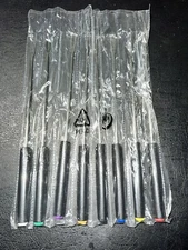 Black Fondue Forks Stainless Steel And Wood W/ Colored Handles 10.5” Set 8