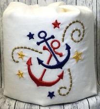 Nautical Anchors Embroidered Decorative Toilet Paper Wrap - Bathroom Decor