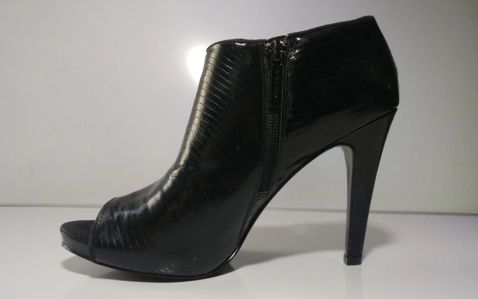 NINE WEST Mujeres Charol Negro Tacón de Aguja Vestido Botín Talla 6.5 M  Foto 3 de 4