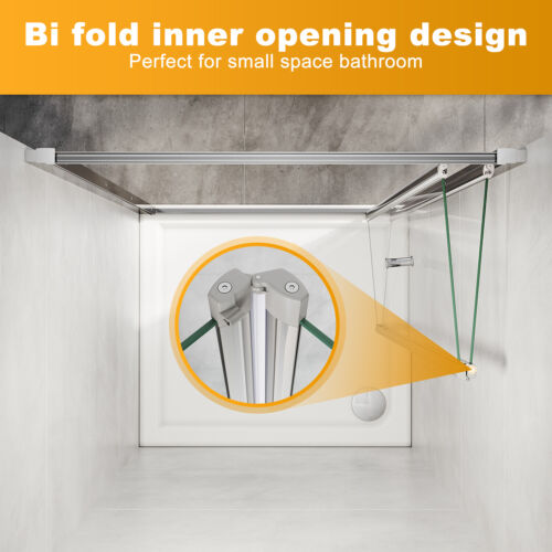 Folding Showe Door Bifold Shower Screen Wall to Wall Size 800/860/900/1000mm - Picture 7 of 22